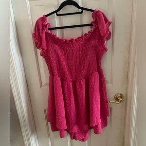 Pink Ruffled Women's Romper